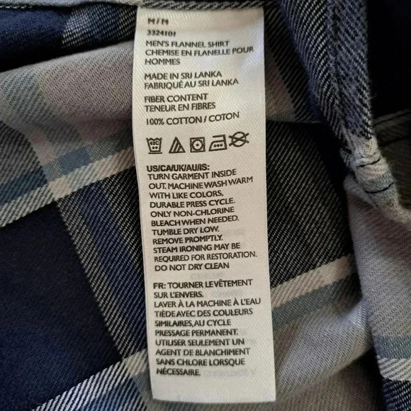 Eddie Bauer Flannel Shirt Blue Grey Plaid Men's Medium Button Up Shirt - Picture 7 of 12